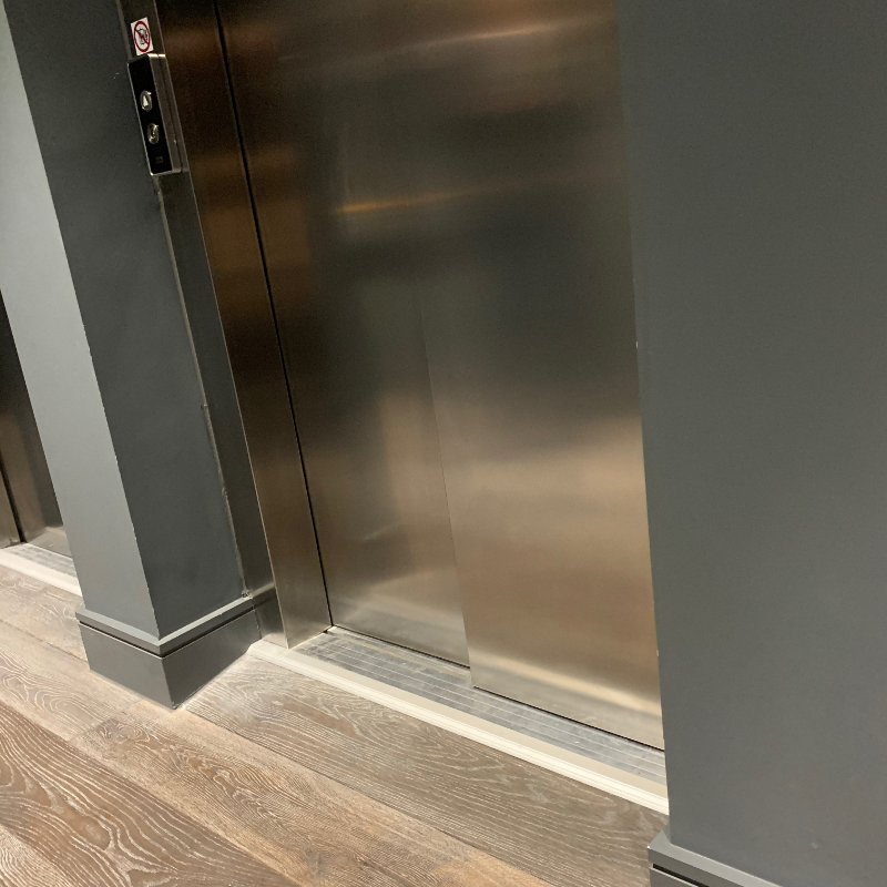 Lift - Small ramp upwards/downwards in & out of all lifts. Carpeted on all floors, ground floor tiled/wood Raised number buttons. Key Card access to floor of designated room 3 lifts and far right lift to be used in event of emergency.